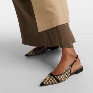 Malone Souliers Size EUR 37 black and cream woven leather sling back shoes. New